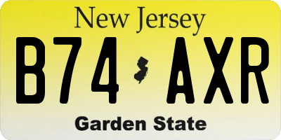 NJ license plate B74AXR