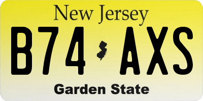 NJ license plate B74AXS