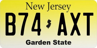 NJ license plate B74AXT