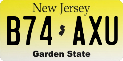 NJ license plate B74AXU