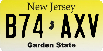 NJ license plate B74AXV