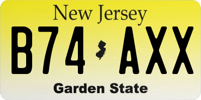 NJ license plate B74AXX