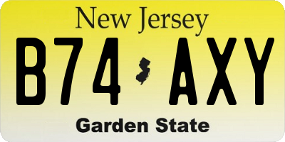 NJ license plate B74AXY