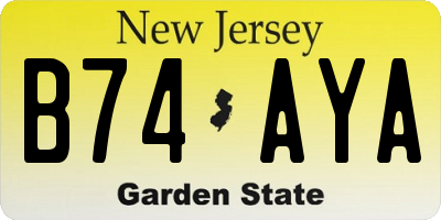 NJ license plate B74AYA
