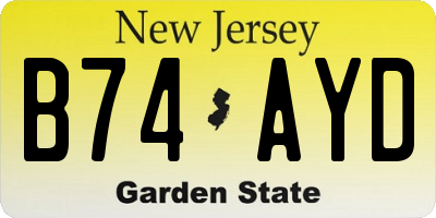 NJ license plate B74AYD