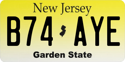 NJ license plate B74AYE