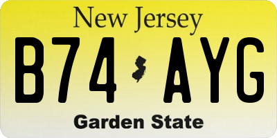 NJ license plate B74AYG