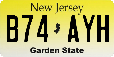 NJ license plate B74AYH