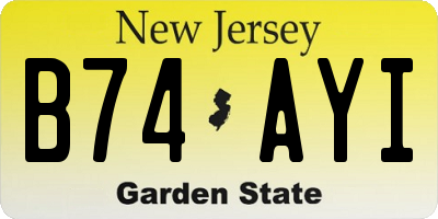 NJ license plate B74AYI