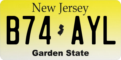NJ license plate B74AYL