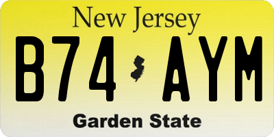 NJ license plate B74AYM