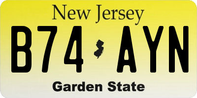 NJ license plate B74AYN