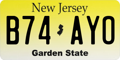 NJ license plate B74AYO