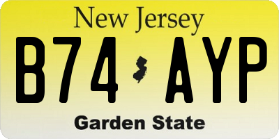 NJ license plate B74AYP