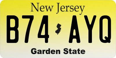 NJ license plate B74AYQ
