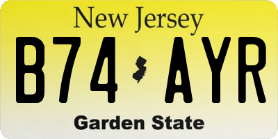 NJ license plate B74AYR