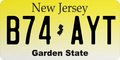 NJ license plate B74AYT
