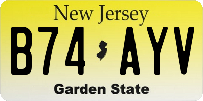 NJ license plate B74AYV