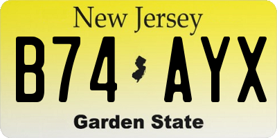 NJ license plate B74AYX