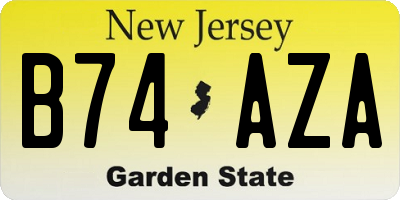 NJ license plate B74AZA