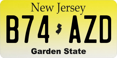 NJ license plate B74AZD