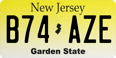 NJ license plate B74AZE
