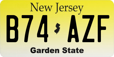 NJ license plate B74AZF