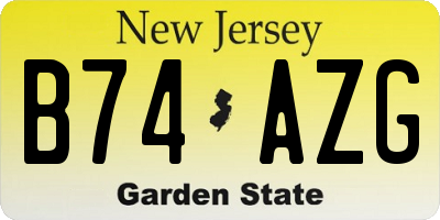 NJ license plate B74AZG