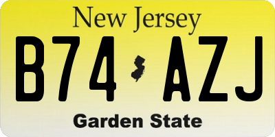 NJ license plate B74AZJ