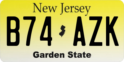 NJ license plate B74AZK