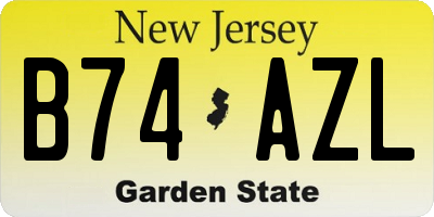 NJ license plate B74AZL