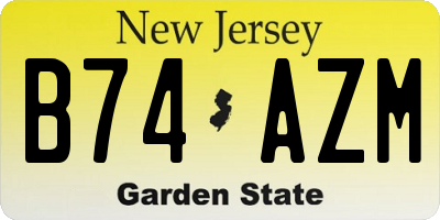 NJ license plate B74AZM