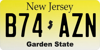 NJ license plate B74AZN