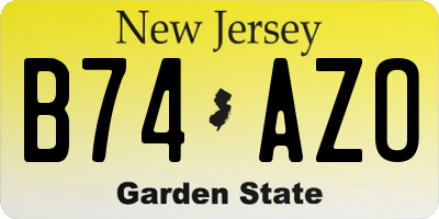 NJ license plate B74AZO