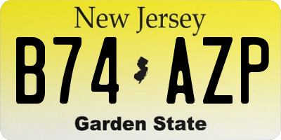 NJ license plate B74AZP