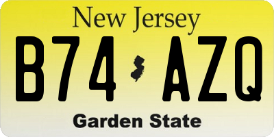NJ license plate B74AZQ