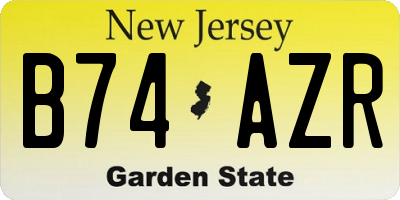 NJ license plate B74AZR