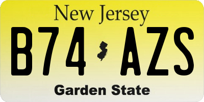 NJ license plate B74AZS