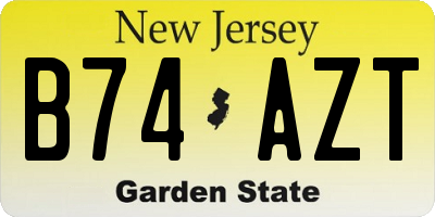 NJ license plate B74AZT
