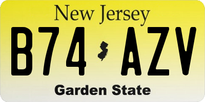 NJ license plate B74AZV