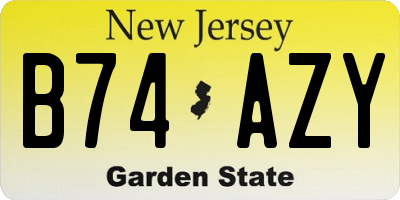 NJ license plate B74AZY