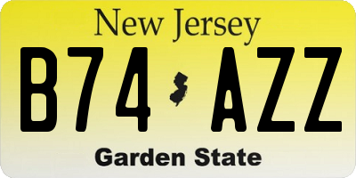 NJ license plate B74AZZ