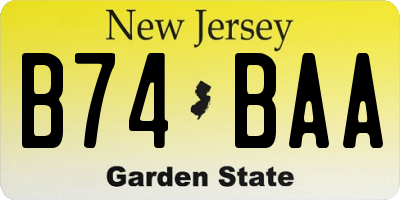 NJ license plate B74BAA