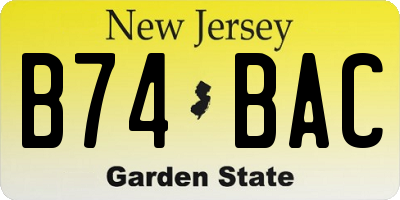NJ license plate B74BAC