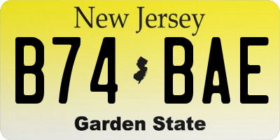 NJ license plate B74BAE