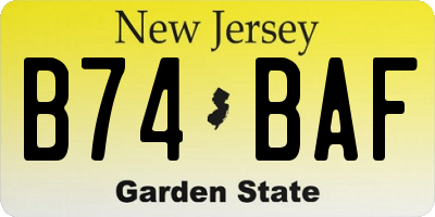 NJ license plate B74BAF