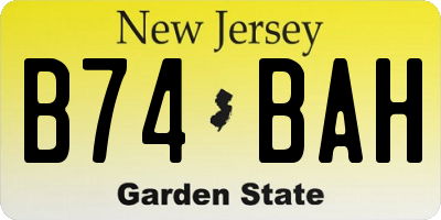 NJ license plate B74BAH