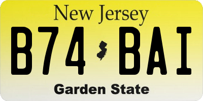 NJ license plate B74BAI