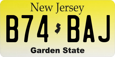NJ license plate B74BAJ