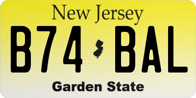 NJ license plate B74BAL